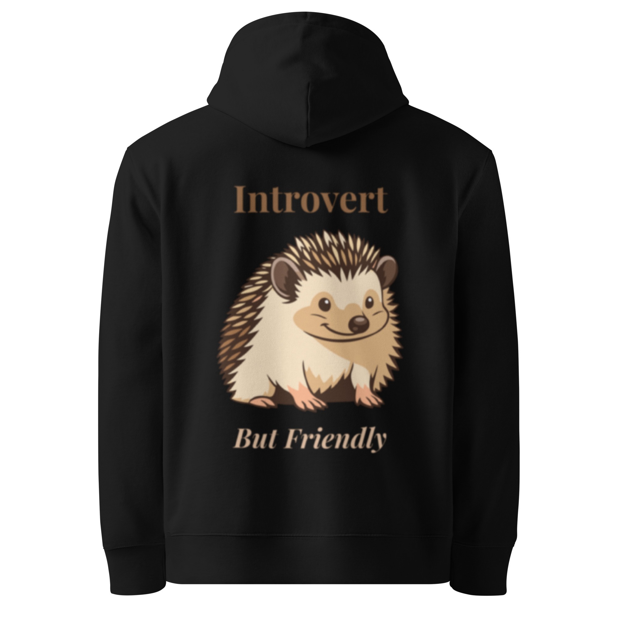 Introvert Hedgehog Hoodie in Black - Image 3